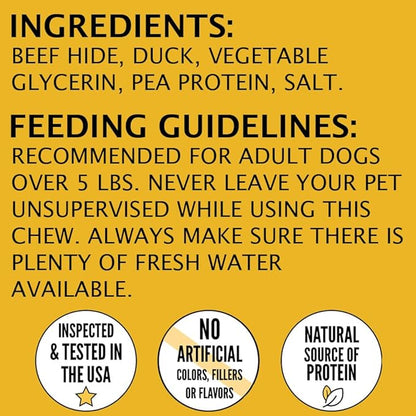 Hubert Pet Gourmet Duck Wrapped Rawhide Twists - Natural Dog Treats, Perfect for Treats & Training, Small & Large Dogs - 2 lb Resealable Value Pack