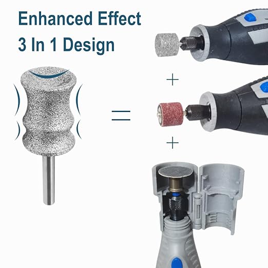 Diamond Dog Nail Grinder Attachment Bit for Dremel - 1/8" Rotary Nail Grinder Bit for Large Medium Small Dogs Nail Cares (B