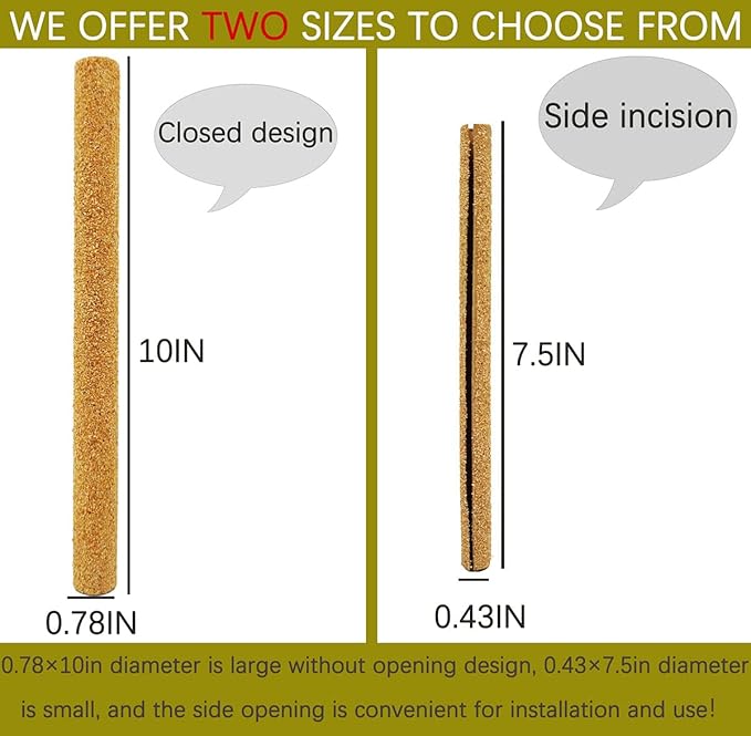 40Pcs Sand Perch Covers for Bird - Bird Perch Covers 7.5" Long x 3/8" Diameter Bird Perches for Parakeets, Lovebirds, Parrotlets, Canaries and Other Small Birds (Yellow, 40pcs 7.5" x 0.43")