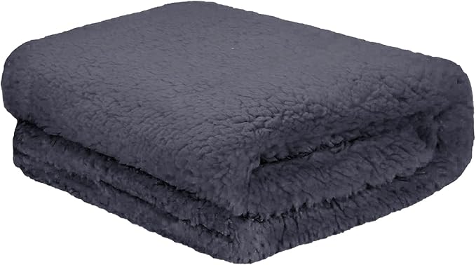 furrybaby Dog Blanket Soft Dog Blankets for Large Dogs Puppy Essentials Washable Fluffy Sherpa Fleece Cat Blanket 40x47 Inches for Bed Furniture Couch Sofa (Double-Layer Large, Grey)