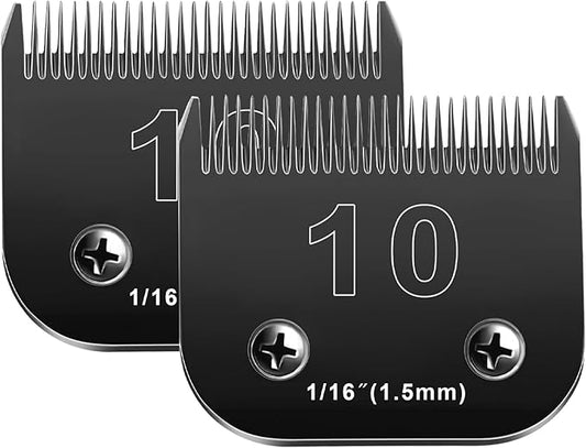 10 Blades Dog Grooming Blades Compatible with Andis/Oster A5/Wahl KM-10 Series Dog Clippers,Detachable Clipper Replacement Blade,Black,Size 10 Blade 1/16" (10#/2PCS)