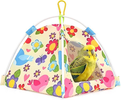 All-Season Bird Bed & Nest Tent with Dual-Sided Mat — Compact Hammock Cage Accessory for Budgies, Lovebirds, Finches, Parrotlets & Small Birds (Medium)