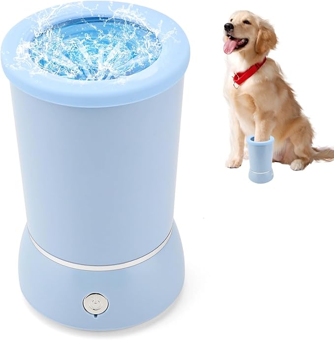Dog Washer, Electric Dog Foot Washer with Two Speeds, Portable USB Rechargeable Dog Cleaner Cup, Automatic Cleaner for Dogs Small Medium Large Cats (Built in 600mAh Battery) (Blue)