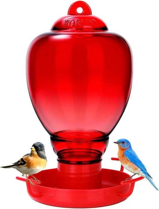 Colorful Glass Wild Bird Waterer 32 Oz Bird Water Feeder for Outdoors Garden Outside Water Cooler Tree Yard Decoration (Red Flower)
