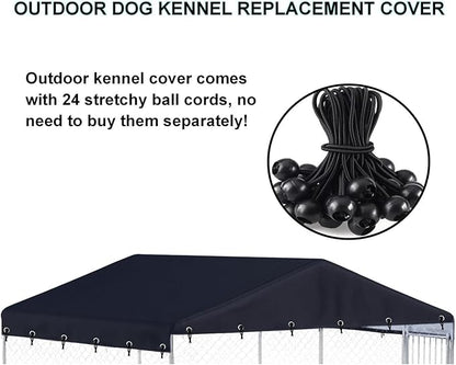 10 x 10 ft Outdoor Dog Kennel Cover Made from 600D Heavy Duty Waterproof Oxford Fabric Outdoor Dog Kennel Replacement Cover Blackï¼_ithout cage top Frameï¼