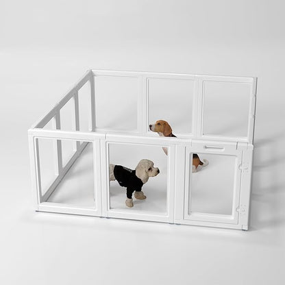 Dog Playpen,Dog Pen,Clear Dog Playpen, Acrylic Dog Pen，Easy to Install and Remove Dog Playpen and Kennel Playpen, Suitable for Dogs, Cats,Dog Playpen Indoor (White, 23.6" H, 12 Pieces)