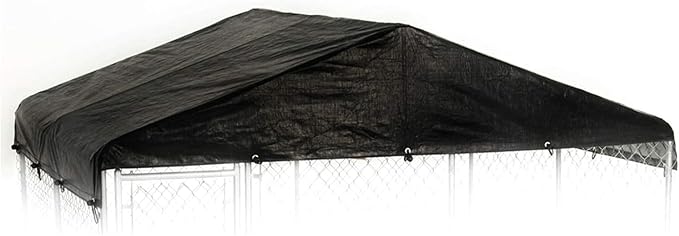 10 by 10 Feet Black Extra Large All Season Outdoor Waterproof Fully Enclosed Dog Run Kennel Cover with Sturdy Elastic Cords