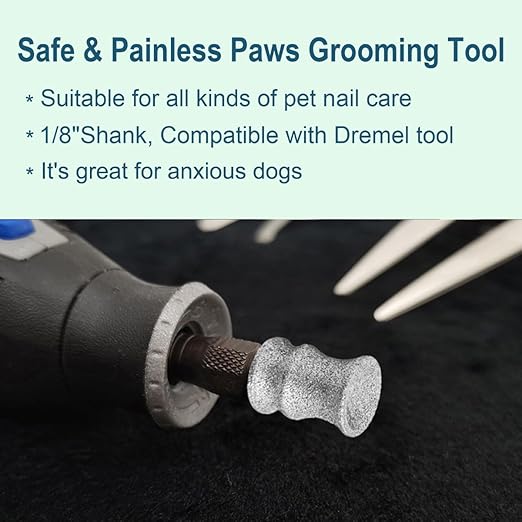 Diamond Dog Nail Grinder Attachment Bit for Dremel - 1/8" Rotary Nail Grinder Bit for Large Medium Small Dogs Nail Cares (B