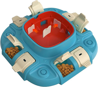 Dog Scratch Board, 3-in-1 Puzzle Toy & Dog Nail File, Enrichment Toys with Treat Dispenser, Scratch Pad for Nails with 8 Sandpapers & Anti-Slip Mat for All Floors, Blue