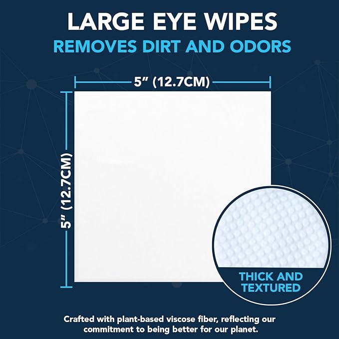 NOVEHA Dog Eye Wipes - Plant-Based Eye Wipes for Dogs - Formulated to Remove Eye Debris, Tear Stains & Eye Discharge - Safe, Convenient, and Large Unscented Wipes (300 Counts)