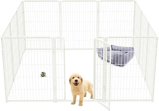 FXW Homeplus Dog Playpen for Indoor Use - Stress-Free and Safe Play, Heavy Duty 40 Inch 12 Panels Dog Pen for Medium and Large Dogs, White_atented