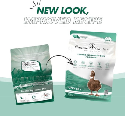 Canine Caviar - Open Sky: Duck & Teff Alkaline Dry Dog Food, Limited Ingredients, Gluten-Free, Based on Science & Research, Veterinary Alternative Diet (4.4 Pound Bag)