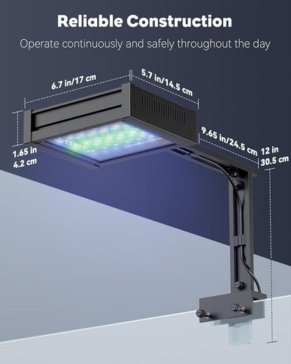 Pawfly 50 W Saltwater Aquarium Light for SPS & LPS Corals, Clip-On Dimmable LED Reef Light with Adjustable Brightness, Day/Night Modes, Timer, Blue RGB Violet UV Lighting for 1-40 Gallon Fish Tank