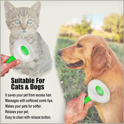 Self cleaning Slicker Brush, Cat Brush, Dog Brush, Shedding and Grooming Tool for Pets, Remove Loose Hair, Fur, Undercoat, Mats, Tangled Hair, Knots for Large Medium Small Sensitive Long or Short Hair