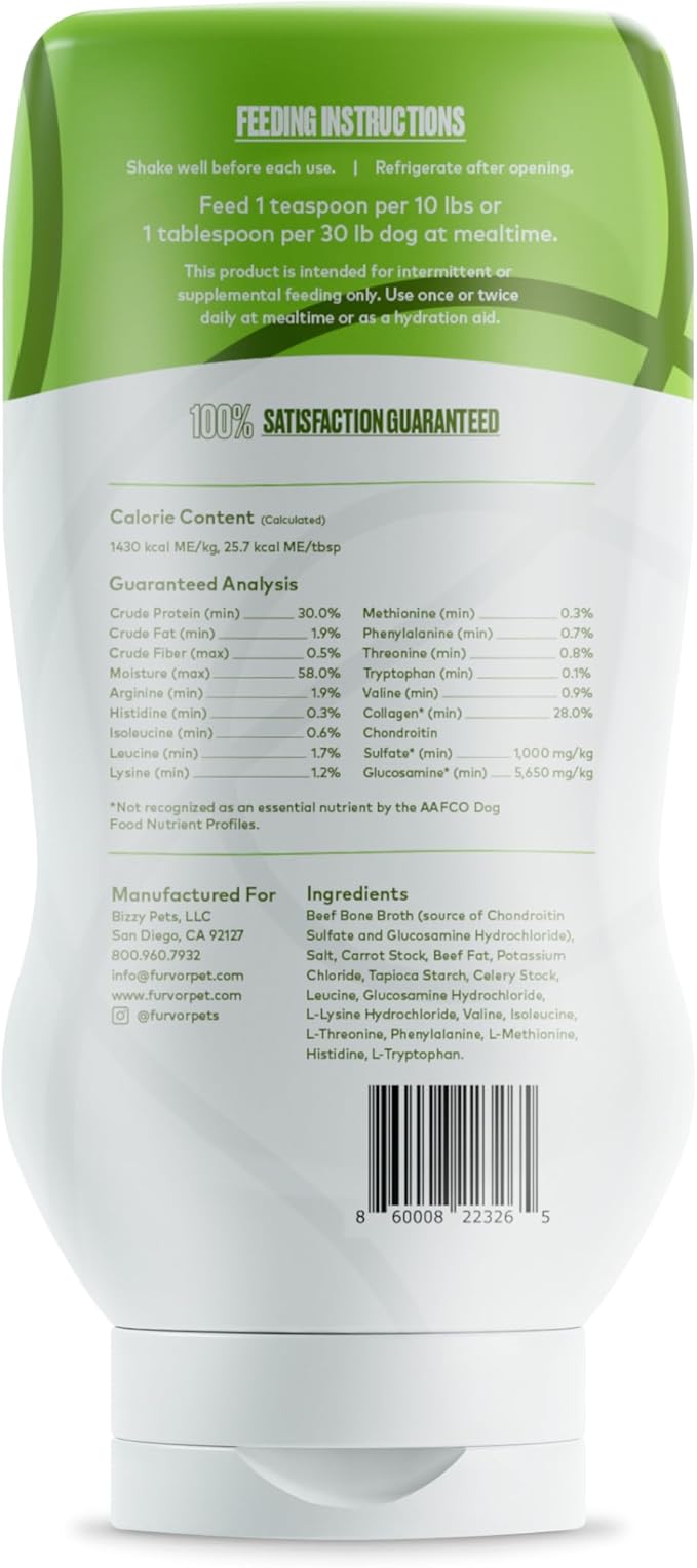 Mobility Support Beef Bone Broth for Dogs | Hip & Joint Support for Dogs | Glucosamine & Amino Acid Boosted | Human Grade Ingredients | Just add Water | Made in USA, 16 oz