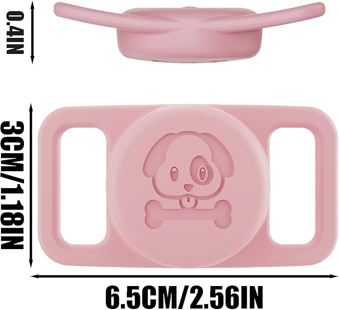 2 Pcs Pink Anti Lost Silicone Protective Case Compatible with Airtag for Dog Cat Pet Collar