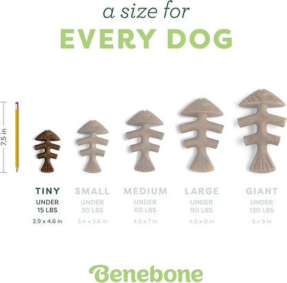 Benebone Tiny 2-Pack Fishbone Durable Dog Chew Toys, Real Fish Flavor, Made in USA