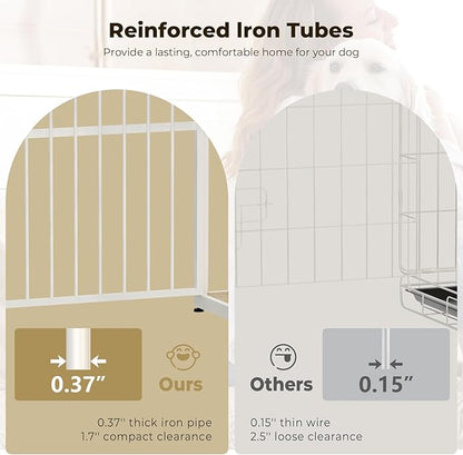 86.62'' Dog Crate Furniture Large Breed TV Stand with Double Rooms for 2 Large Medium Dogs, Wooden Indoor Kennel Crate Cage End Table with Removable Divider, Can Use Separately, Natural Beech