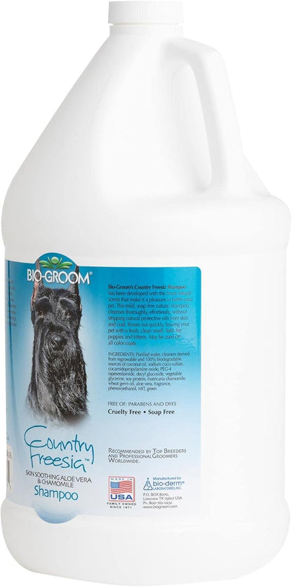 Bio-Groom Country Freesia Dog Shampoo - Natural Scent Pet Shampoo, Aloe Vera, Chamomile, Cat & Dog Bathing Supplies, Puppy Wash, Cruelty-Free, Made in USA, Quick Rinse Cat Shampoo - 1 Gallon