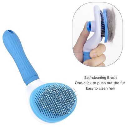 Self-Cleaning Grooming Brush for Cats and Dogs - Suitable for Long or Short Hair, Sensitive Skin Comb, Blue and White - [TaiQiang]