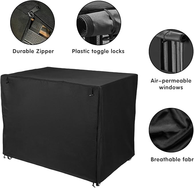 42 inch Heavy Duty Dog Crate Covers Durable 600D Polyester Insulated Dog Kennel Cover Soundproof Windproof Rainproof Shading Fit for Wire Dog Cage Covers with Breathable Side Window ( ONLY COVER)