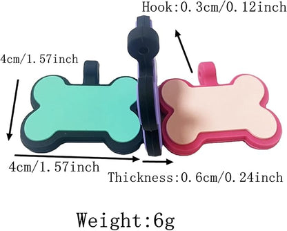 6 Pack Original Silent Bone Design Silicone Pet Tag,Personalized ID Dog Tags,with Double Blank Sides to Engrave,6 Popular Colors in One Set
