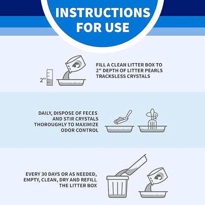 Litter Pearls Tracksless Unscented Non-Clumping Crystal Cat Litter with Odorbond, 20 Pounds