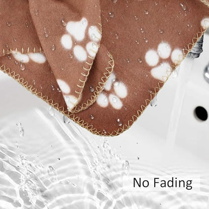 Comsmart Dog Blankets for Small Dogs, 6 Pack Puppy Blanket Cute Paw Print Pet Blanket for Dog, Puppy, Cat, Kitten, 39x35 inches, Brown