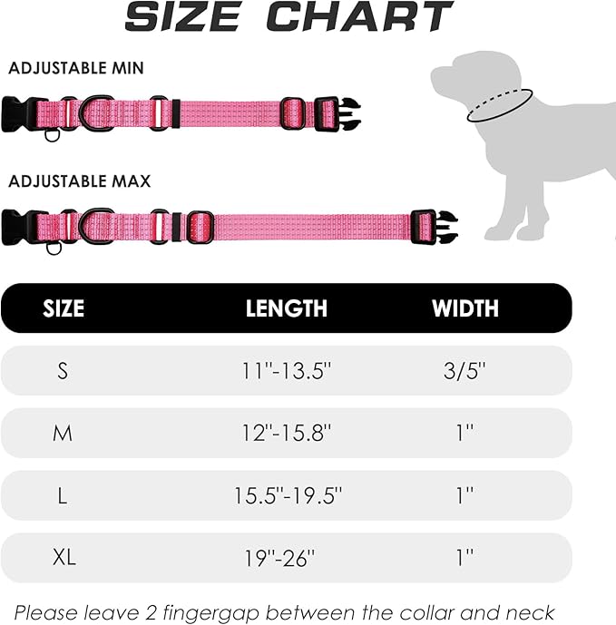 Martingale Collar for Training Dogs. Adjustable Reflective Dog Collars with Buckle- NO Pull-Prevents Slipping Out, for Medium Large XL Dogs. Helps with Strong pullers (M, Pink)
