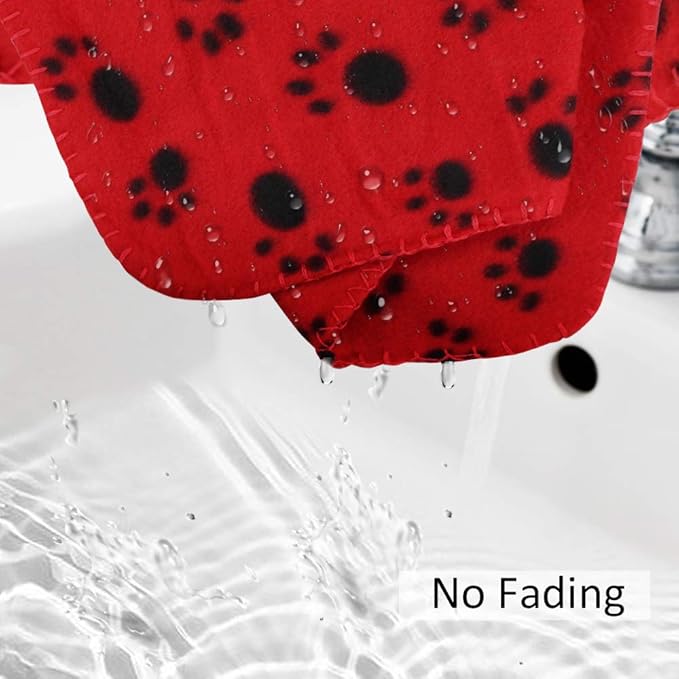 Comsmart Dog Blankets for Small Dogs, 6 Pack Puppy Blanket Cute Paw Print Pet Blanket for Dog, Puppy, Cat, Kitten, 39x31 inches, Red