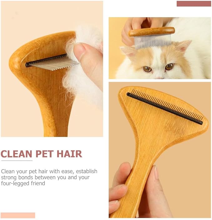 Beaupretty 4pcs pet comb undercoat rake for cat shedding comb with handle dog brush dog grooming rake dog hair remover Puppy Grooming Comb Stainless steel bridegroom Accessories Metal