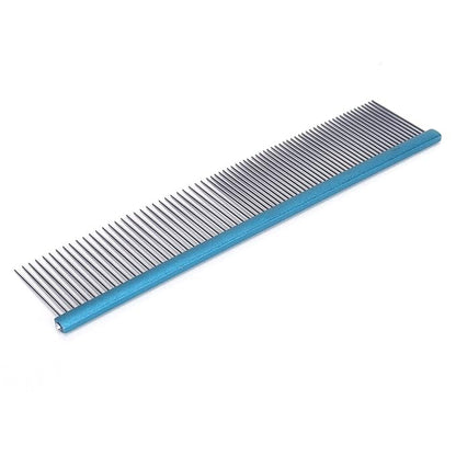 Greyhound Comb For Dogs, Two-In-One Stainless Steel Blue Straight Row Cat Comb Greyhound Comb Dog Comb with Rounded Ends for Long Short Haired Dog