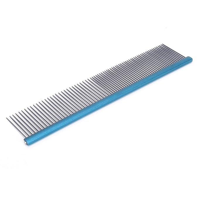 Greyhound Comb For Dogs, Metal Comb For Dogs Metal Dog Comb Cat Comb For Removing and Knots Dog Combs with Rounded Ends Grooming Tool For Long Short Haired Dog (Blue