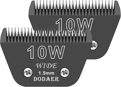 10 Wide Blades for Dog Grooming,Compatible with Artero/Andis/Oster A5/Wahl km10 Dog Clippers,Cutting Length 1/16",2 Pack (Black)