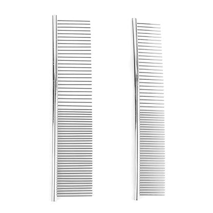 2-Pack Pet Steel Combs Dog Cat Comb Tool for Removing Matted Fur, Prevents Knots and Mats for Long and Short Haired Pets