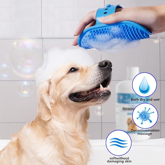 2 Piece Dog Brush, Dog Brush Bath with Adjustable Ring Handle, Dog Brush for Shedding, Dog Grooming Brush,Pet Shampoo Bath Brush with Massage for Dogs and Cats (Red/Green)