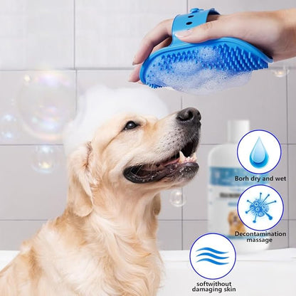 2 Piece Dog Brush, Dog Brush Bath with Adjustable Ring Handle, Dog Brush for Shedding, Dog Grooming Brush,Pet Shampoo Bath Brush with Massage for Dogs and Cats (Red/Green)