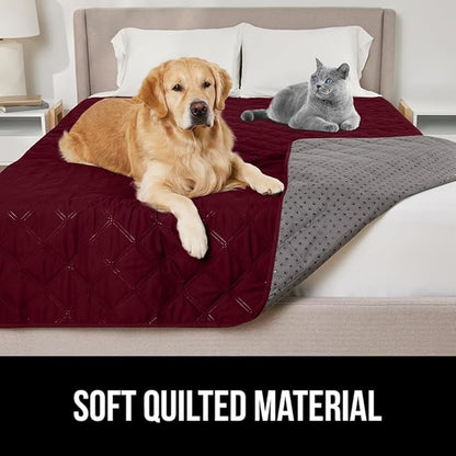 Gorilla Grip 100% Waterproof Dog Blanket 82x102, Pet Friendly Throw Essential for Large Pets, Dogs, Cats, Tear and Slip Resistant Leakproof Couch Cushion Protector Cover for Indoor Furniture, Burgundy