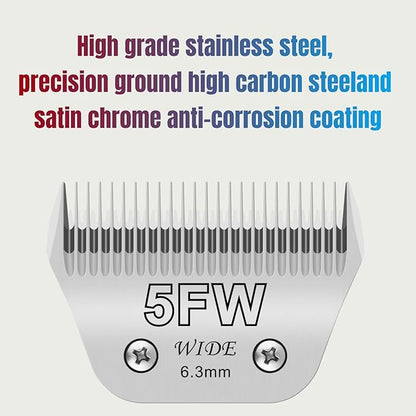 5FW Dog Grooming Clipper Replacement Blades, Compatible with Ainds, Oster A5, Wahl Km10 and Other Series Clippers, Blade Size-5FW Cut Length 1/4"(6.4mm)