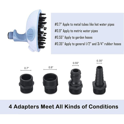 Dog Shower Scrubber Head with Dispenser, 3 in 1 Bath Grooming Brush for Washing Hose Attachment, Soft Silicone Bristle for Long Short Haired Pets