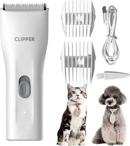 Dog Grooming Kit Clipper for Thick Coat Low Noise Cordless Cat Hair Trimmer Rechargeable Shaver Pet Grooming Tools for Small and Large Animals