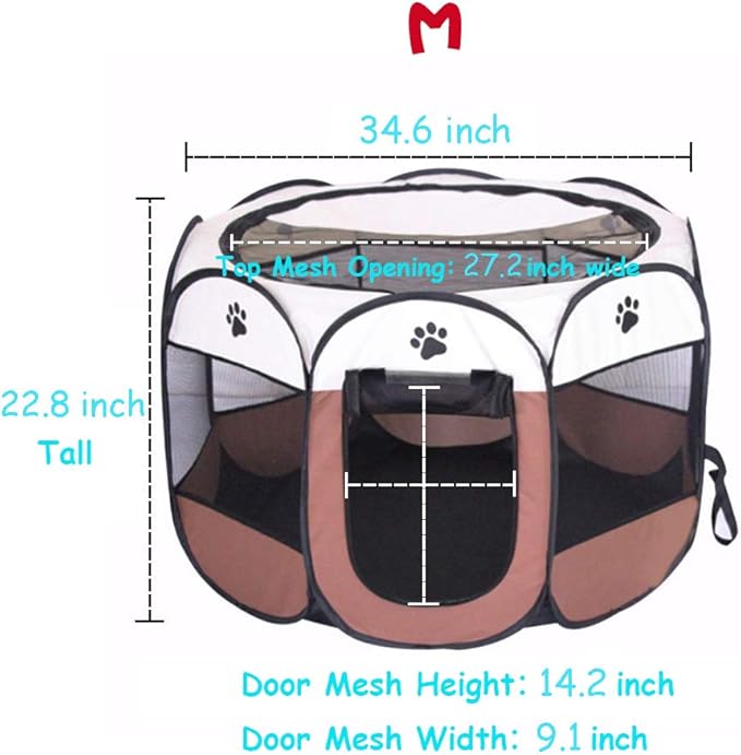 BODISEINT Portable Pet Playpen, Dog Playpen Foldable Pet Exercise Pen Tents Dog Kennel House Playground for Puppy Dog Yorkie Cat Bunny Indoor Outdoor Travel Camping Use