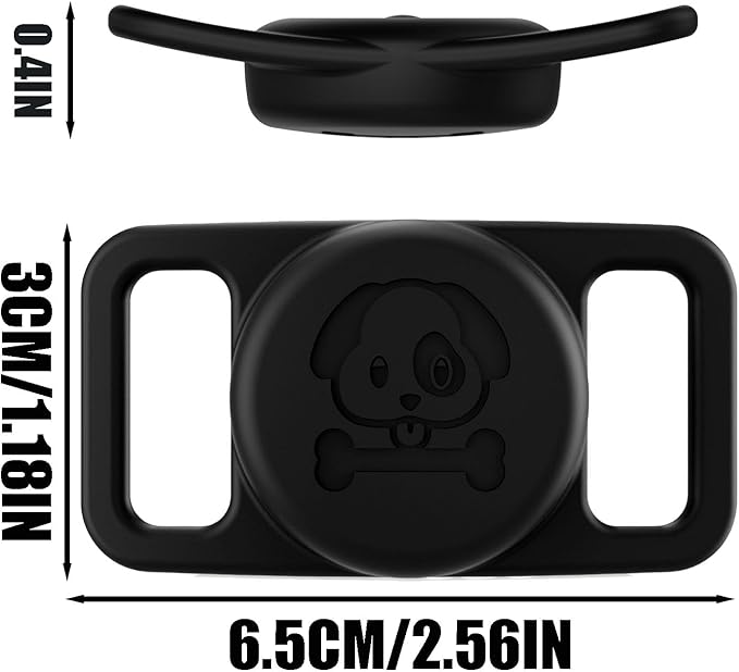 2 Pcs Black Anti Lost Silicone Protective Case Compatible with Airtag for Dog Cat Pet Collar