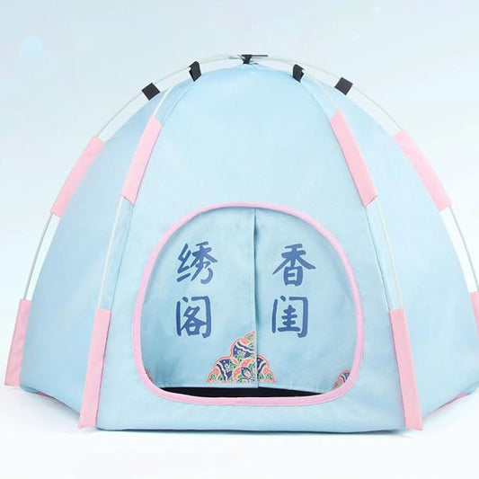 Cute Cat Teepee Cave, Cat Tent Foldable Indoor Outdoor with Thick Mat,Puppy Bed Tent,Bunny Pet Tent Teepee,Portable Dog House Teepee Tent, Cat Bed,Dog Bed Tent,Puppy Bunny,Pet Tent Teepee (M, M)