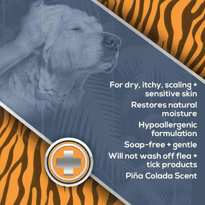 Jungle Pet Aloe Oatmeal Shampoo for Dogs - Sensitive Skin Dog Shampoo Oatmeal - Natural Dog Shampoo Sensitive Skin - Hypoallergenic Pina Colada Dog Oatmeal Shampoo - 12 oz