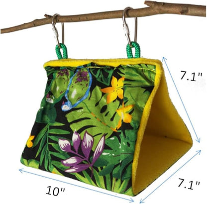Spring Bird Hut Hanging Hammock for Cage Hideaway Shade Lounge Swing Tent Bed for Conure Parrot Rat Cockatoo Quaker Parakeet (Style A, Large)