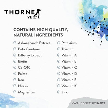 ThorneVET Canine Geriatric Basics – Senior Dog Multi-Vitamin/Mineral Powder Formula Supports Healthy Cognition, Joints, and Eyes, 90 Scoops