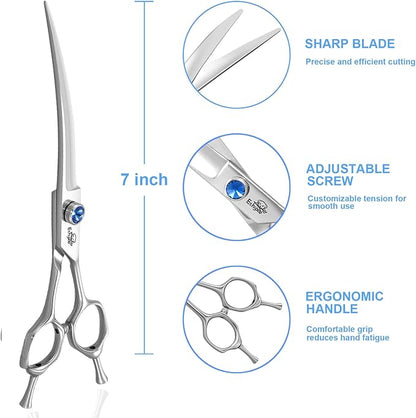 7" Curved Dog Grooming Scissors & Ethyxe 7" Curved Dog Grooming Scissors