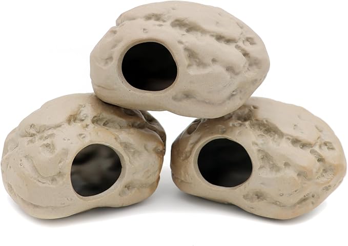 Ceramic Aquarium Decorations, Stackable Rock Caves Betta Fish Tank Accessories Rock Cave Decor (102x3)