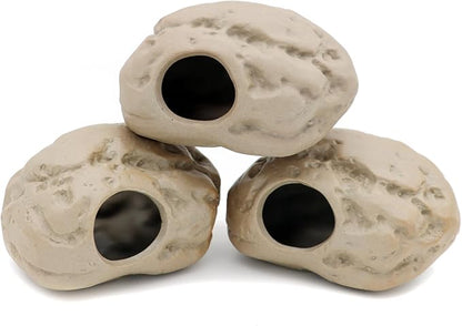 Ceramic Aquarium Decorations, Stackable Rock Caves Betta Fish Tank Accessories Rock Cave Decor (102x3)